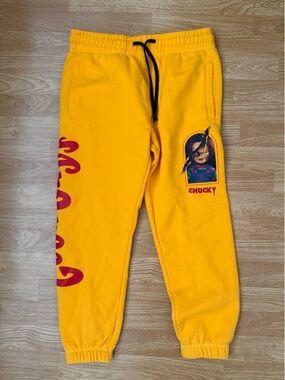 Yellow Graphic Joggers with Side Script